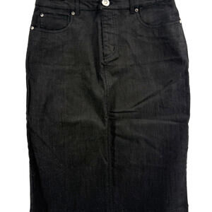 Women's Simon Chang Skirt Pencil Straight Black Denim Size 10